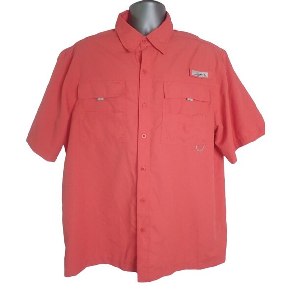 Habit Men's Coral Short Sleeve Fishing‎ Shirt L Vented 40+ Solar Factor - Picture 1 of 6
